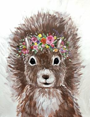 Squirrel with a Floral Crown