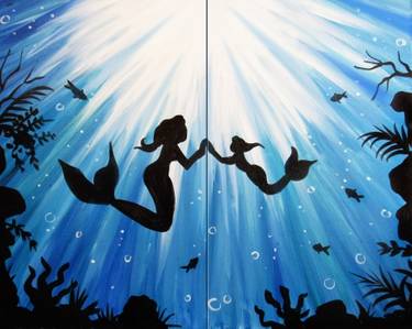 Mother and Daughter Mermaid (Partner Painting)