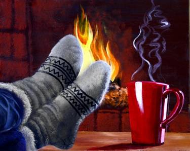 Warm Coffee by the Fireplace