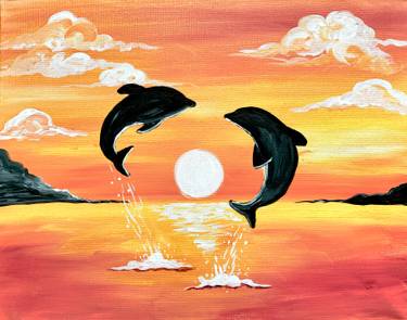 Dolphins in Love at Sunset